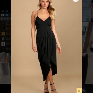 Lulus Reinette Black Midi Dress